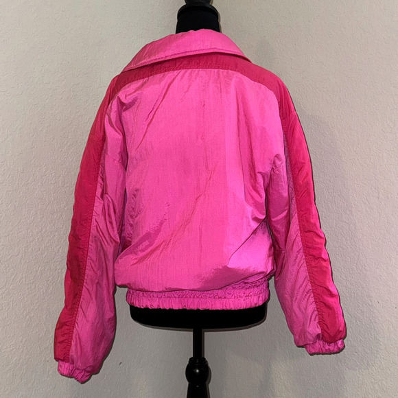 Slalom Vintage Puffer Ski Jacket Women's 10 Pink Pockets Long Sleeve Full Zip - Picture 3 of 11